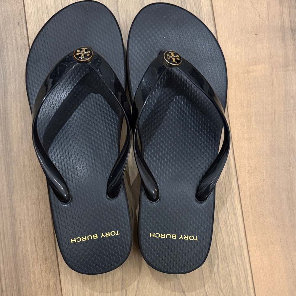 Tory Burch Glossy Black Sandals